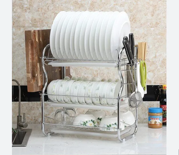 3 Layer Dish Drainer Rack Stainless Steel (E-3191)