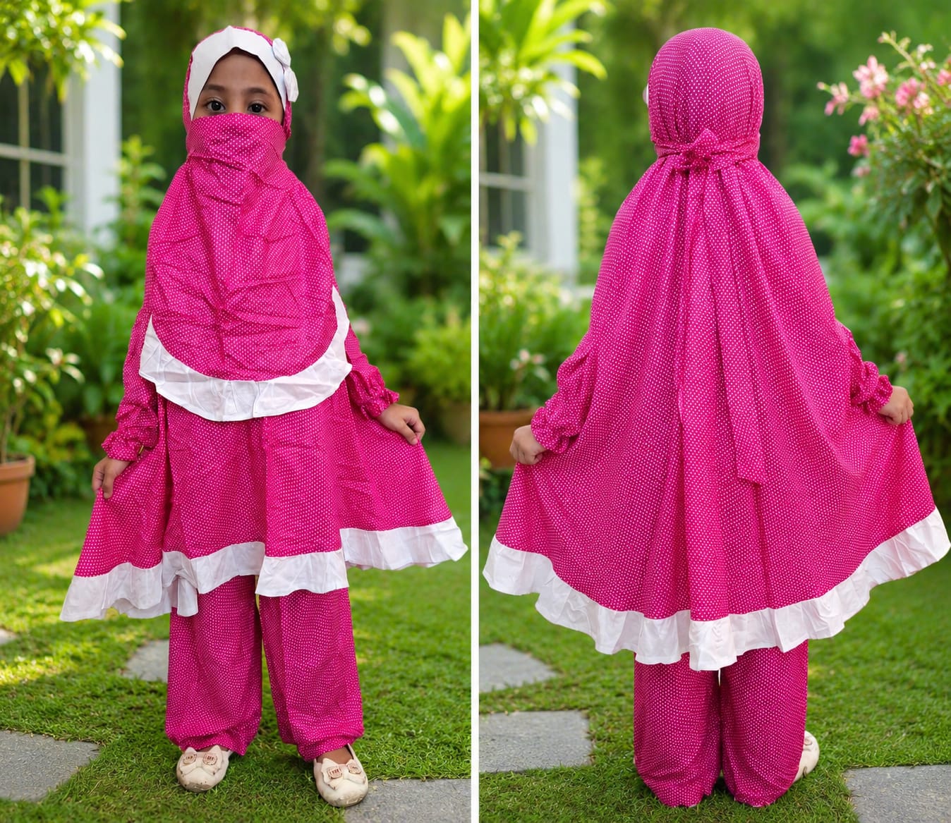 Kids Lilen Khimar Set With Kuchi D-KCK136