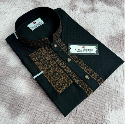 Black Color Embroidery Panjabi (EDP-3340)