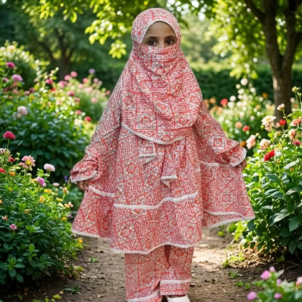 Kids Cotton Khimar Set D-KCK108