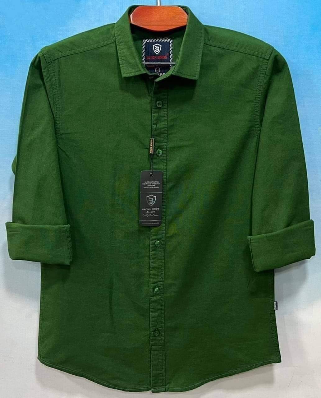 Men's Long Sleeve Solid Shirt green- 07 (EDP-244)