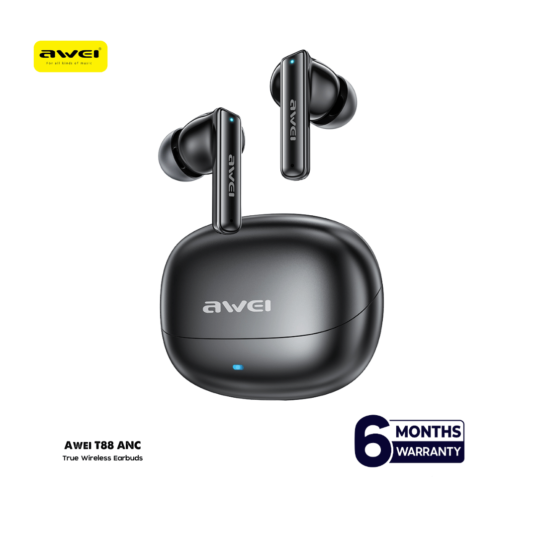 AWEI T88 ANC (Special Addition) Earbuds With Deep Noise Reduction, -35dB ANC High Definition Sound Quaily. ( 6-Month Official Warranty ) (EDP-3115)