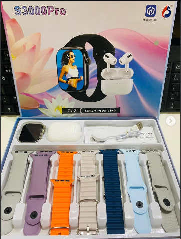 S3000 Pro 7+2 Smart Watch with Wireless Earbuds Combo (EDP-3543)