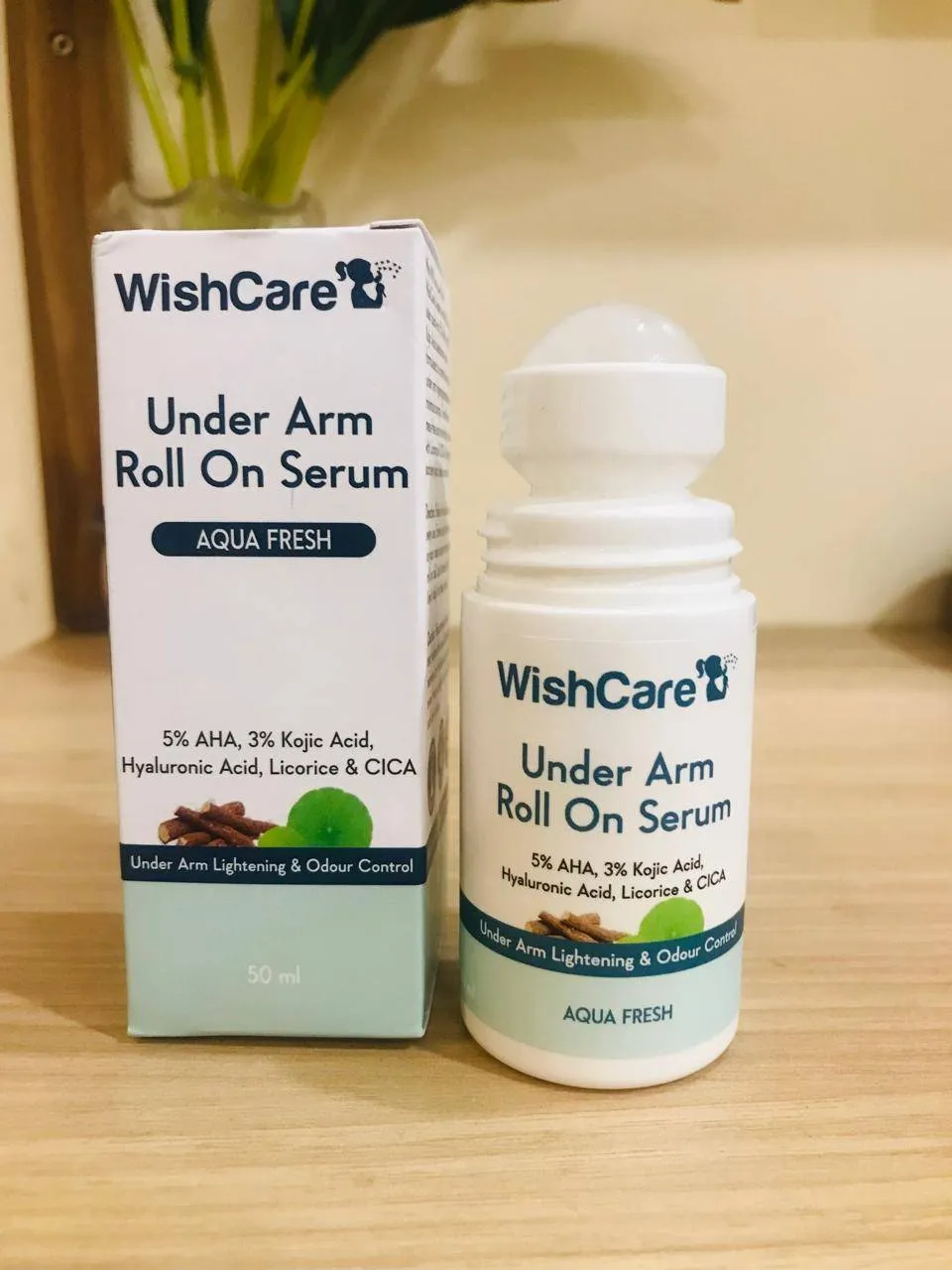 WishCare Underarm Roll On Serum 50ml | 5% AHA & 3% Kojic Acid for Brightening & Odour Control - Roll On Deo for Women & Men- Long Lasting Aqua Fragrance (EDP-2922)