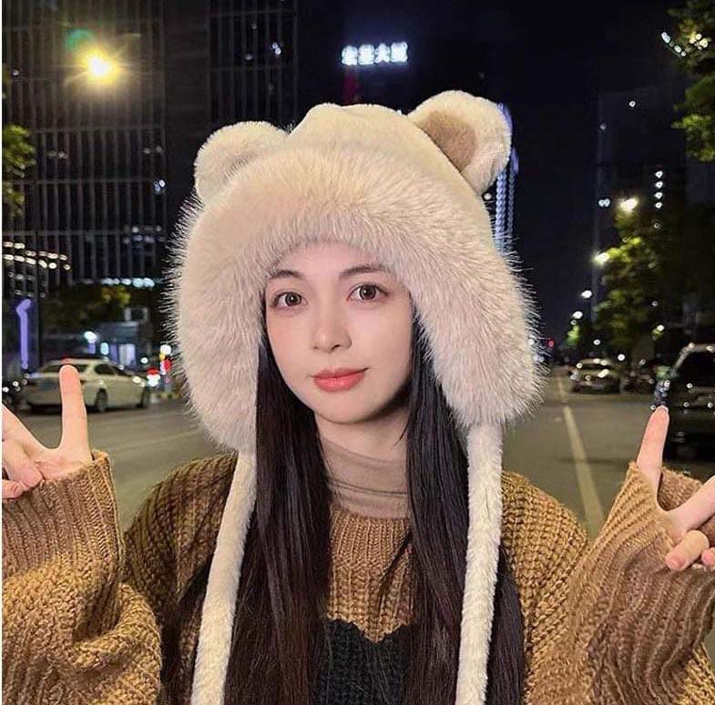 Bear Ear Fluffy Trapped Hat (P-156)