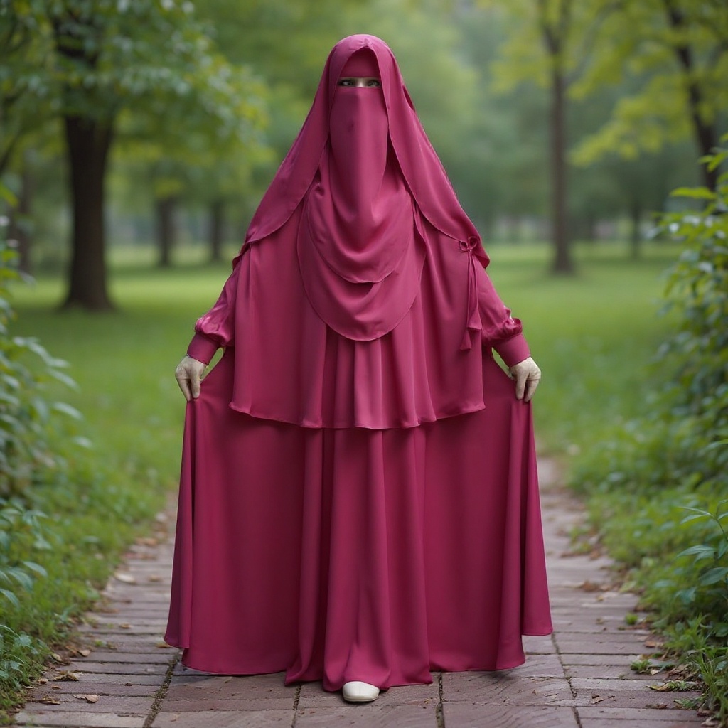 Cherry Burkha + Kuchi Hijab + Double Part Nose Niqab D-Muttaki108