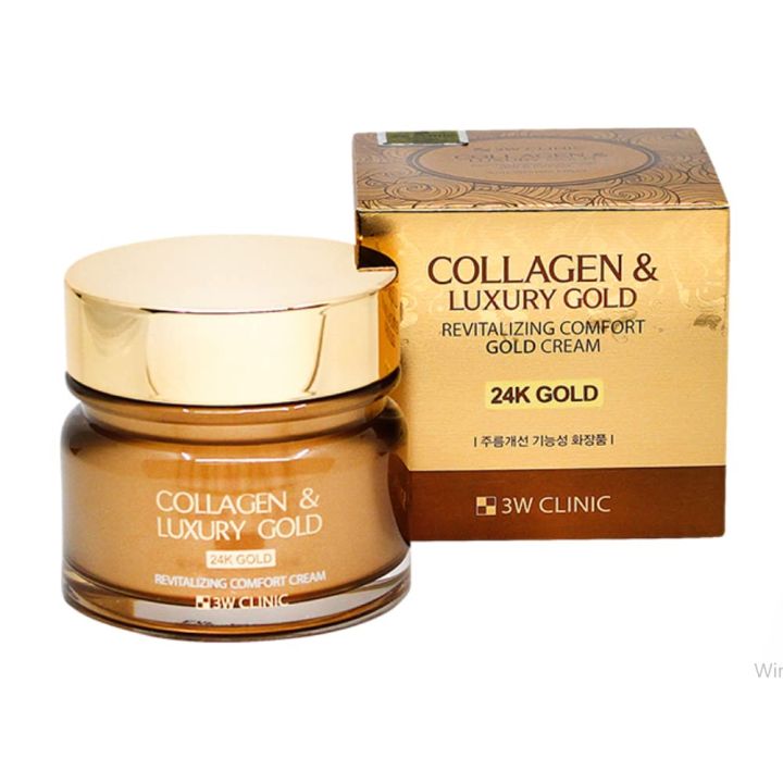 3W Clinic Collagen & Luxury Gold Revitalizing Comfort Moisture 24K Gold Cream 100ml (Korea) (E-2186)