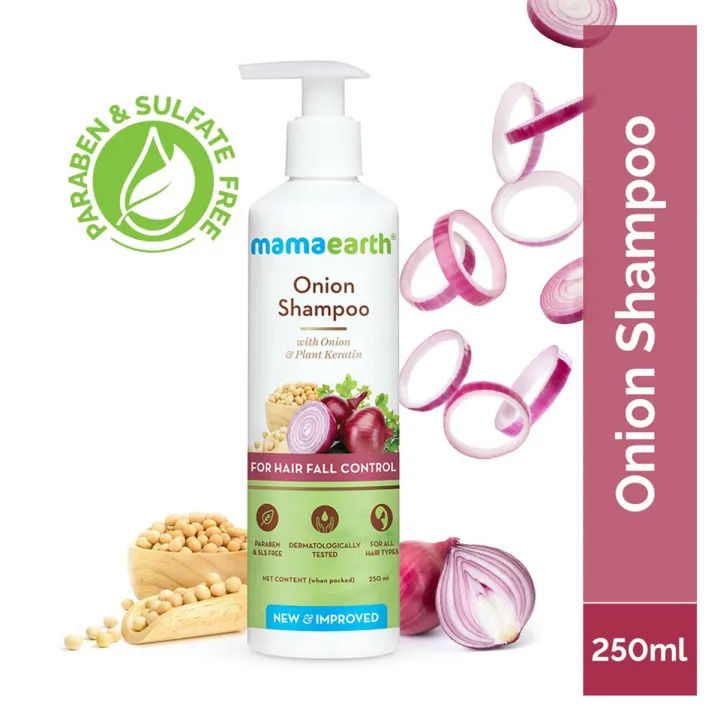 Mamaearth Onion Shampoo for Hair Growth & Loss Control 250ml | Moisturizing Gentle Scalp Cleanser with Plant Keratin | Sulfate & Paraben Free (EDP-2469)