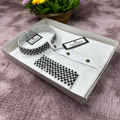 White Zic-Zac Embroidery Punjabi (EDP-3356)