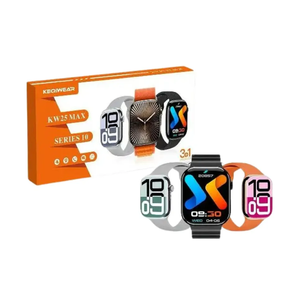 Keqiwear Kw 25 Max Smart Watch With Hd Display And 3 Straps (EDP-3312)