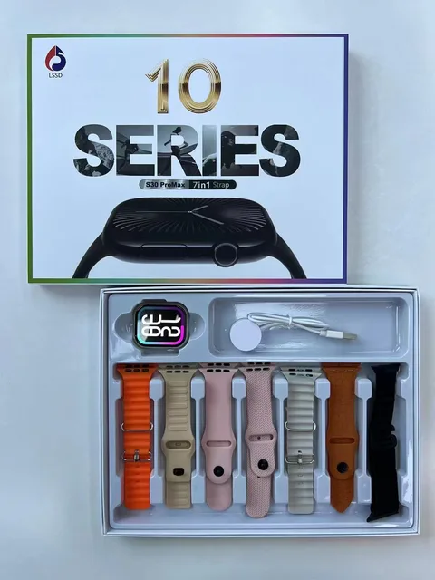 S30 Pro Max Smart Watch with 7 Straps. Series 10 Infinity Screen Bluetooth Calling Smartwatch (EDP-2937)